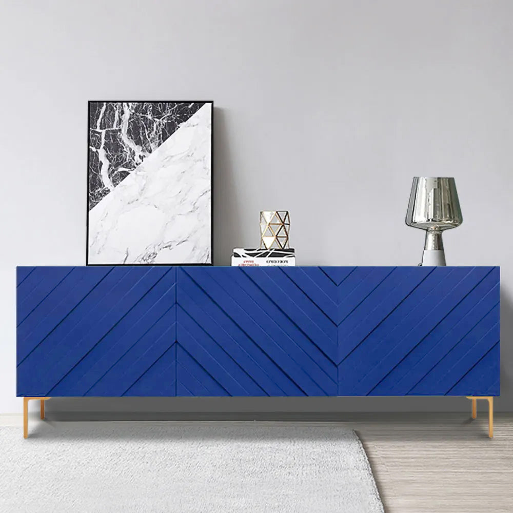 Modern 70.9" Black Buffert Sideboard Table with Gold Legs & 3 Doors