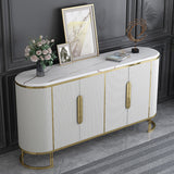 Modern Sideboard Oval Faux Marble Top Light Luxury Buffet with Shelves Doors in Small