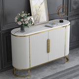 Modern Sideboard Oval Faux Marble Top Light Luxury Buffet with Shelves Doors in Small