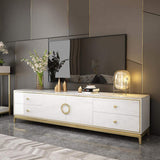 Modern Black TV Stand with Drawers & Doors Gold Media Console for TVs-Richsoul-Furniture,Living Room Furniture,TV Stands
