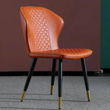 Dark Green Modern PU Leather Wingback Dining Chair Set of 2 Carbon Steel Leg