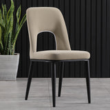 Modern Dining Chair Loop Backrest Armless Chair Carbon Steel in Black Set of 2