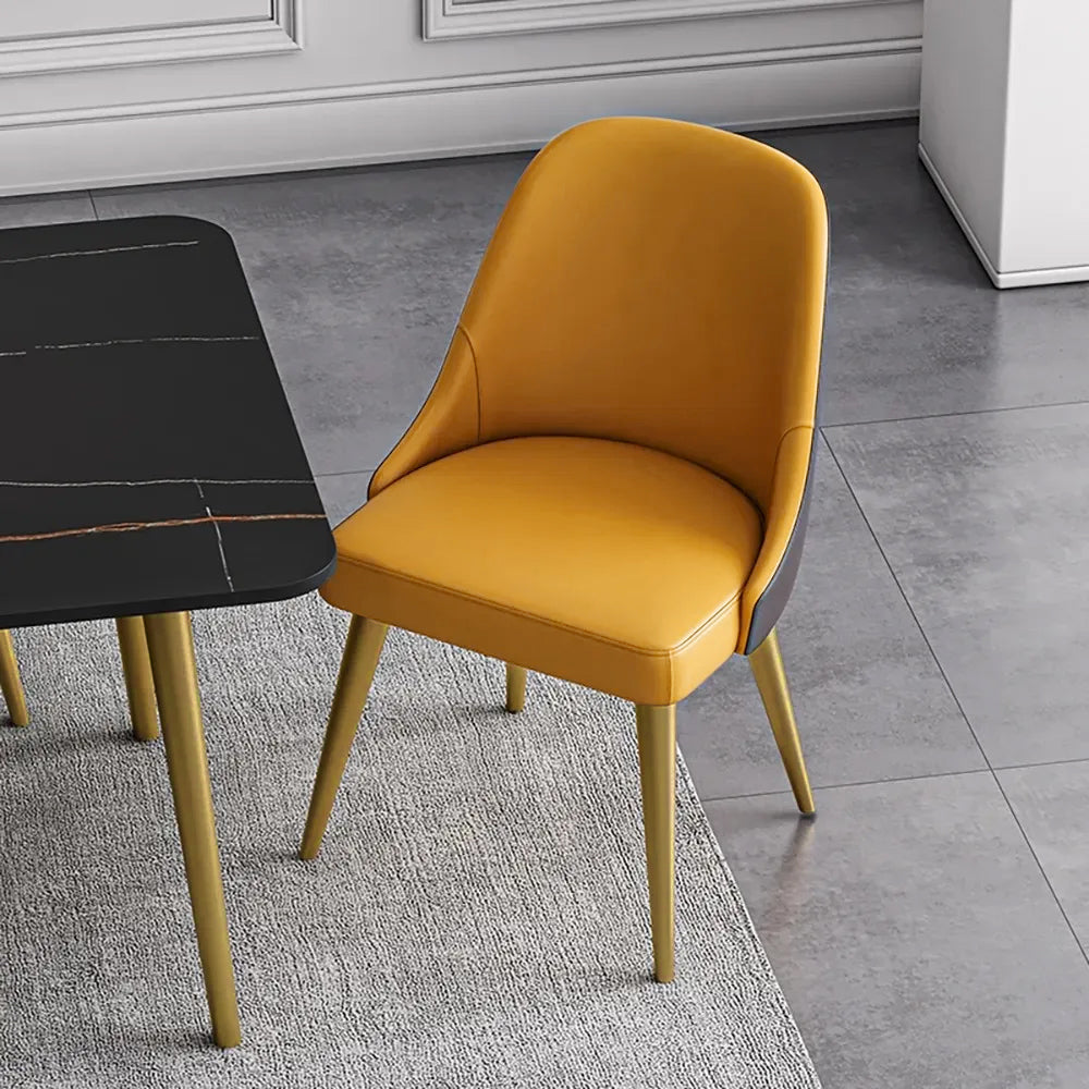 PU Leather Upholstered Dining Room Chair Table Chair Gold Leg