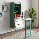 Foldable Bar Cabinet Convertible with Wine Rack & Table & 3 Drawers