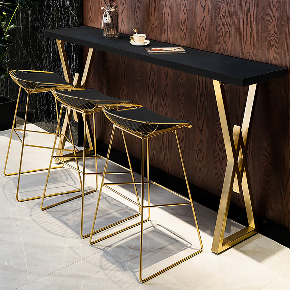 Rectangular Bar Height Pub Table Dining Table for Breakfast Nook Solid Wood X Base