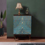 Novel Blue Cabinet Gold-Painted 3-Drawer Chest in Small-Richsoul-Cabinets & Chests,Furniture,Living Room Furniture