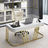 Black Rectangular Writing Desk Modern Computer Desk Manufactured Wood in Gold-Desks,Furniture,Office Furniture