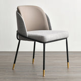Modern Upholstered Linen Cushion Dining Chair Khaki Dining Chair with Armrest Set of 2