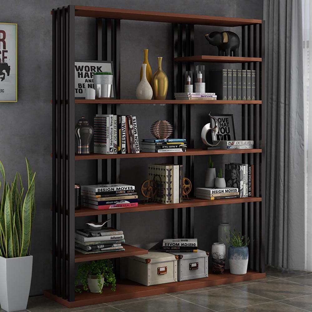 78" Contemporary Etagere Bookshelf Display Shelving in Steel-Bookcases & Bookshelves,Furniture,Office Furniture