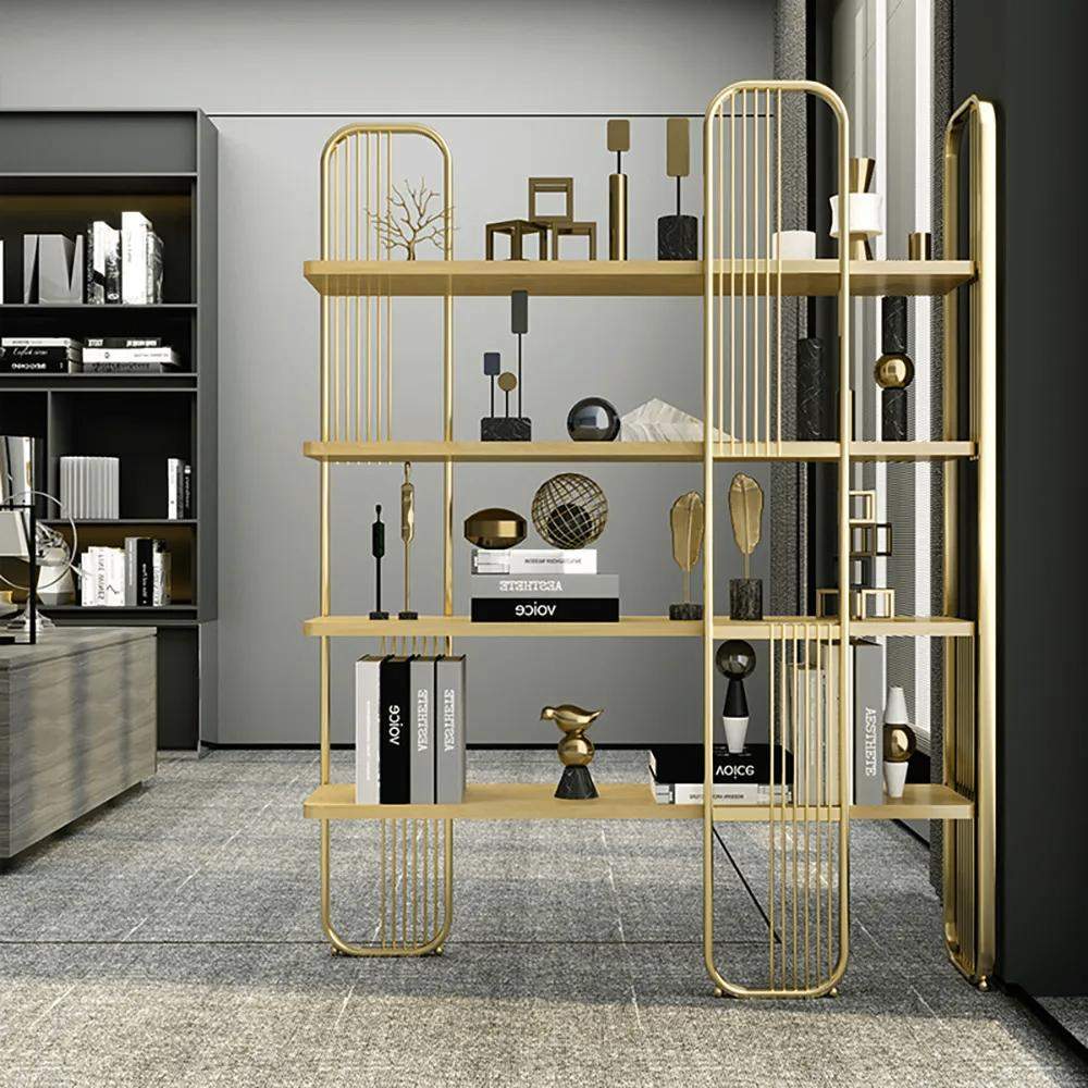 Modern Storage Standing Etagere Bookshelf 4 Tiers in Gold-Bookcases & Bookshelves,Furniture,Office Furniture