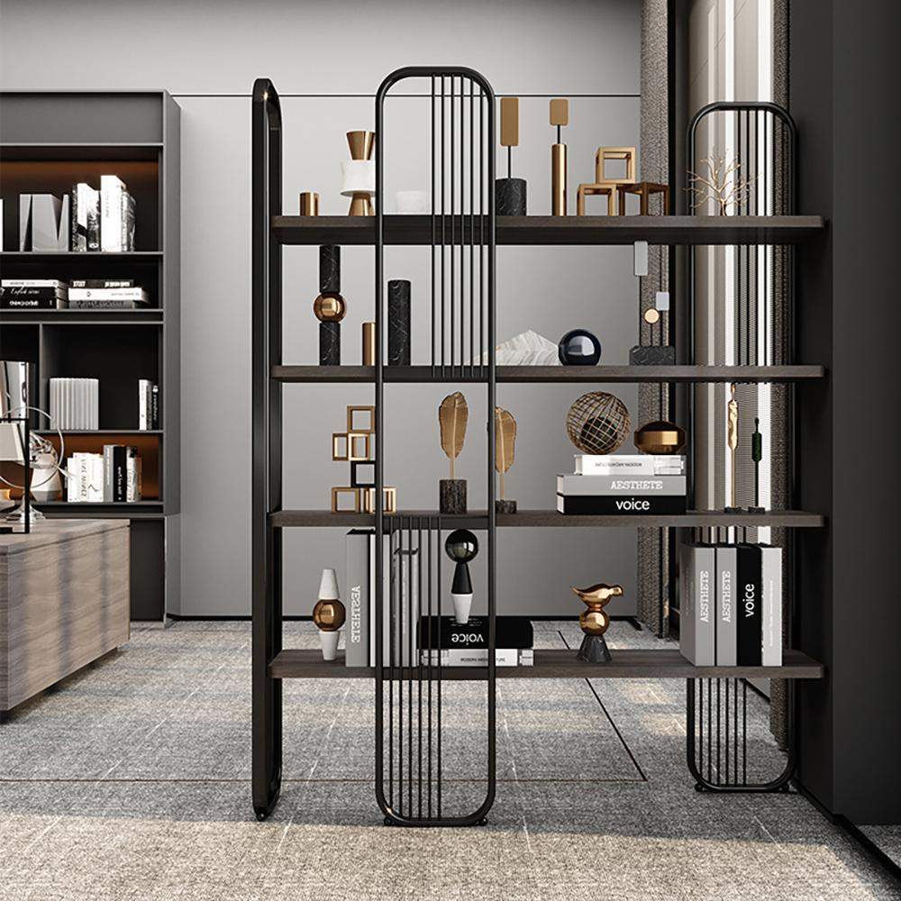 Modern Storage Standing Etagere Bookshelf 4 Tiers in Gold-Bookcases & Bookshelves,Furniture,Office Furniture