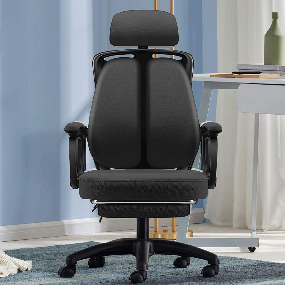 Swivel Office Chair with Lumbar Support & Armrests Task Chair in Black-Furniture,Office Chairs,Office Furniture
