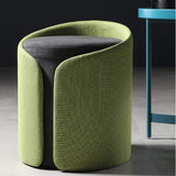 Gray Stylish Round Upholstered Ottoman Cotton & Linen Ottoman Pouf-Richsoul-Furniture,Living Room Furniture,Ottomans & Benches