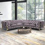 Modern Sofa Sectionals Velvet Upholstered Sofa Chesterfield Sofa in Metal Legs Black-Richsoul-Furniture,Living Room Furniture,Sectionals