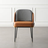 Upholstered Dining Chairs PU Leather Houndstooth Side Chair Set of 2
