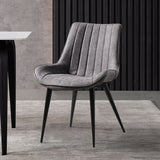 Modern Gray Dining Room Chairs PU Leather Upholstered Set of 2
