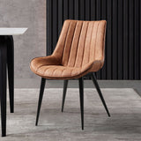 Modern Gray Dining Room Chairs PU Leather Upholstered Set of 2