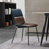 Blue Modern PU Leather Upholstered Dining Chair in Carbon Steel Legs Set of 2