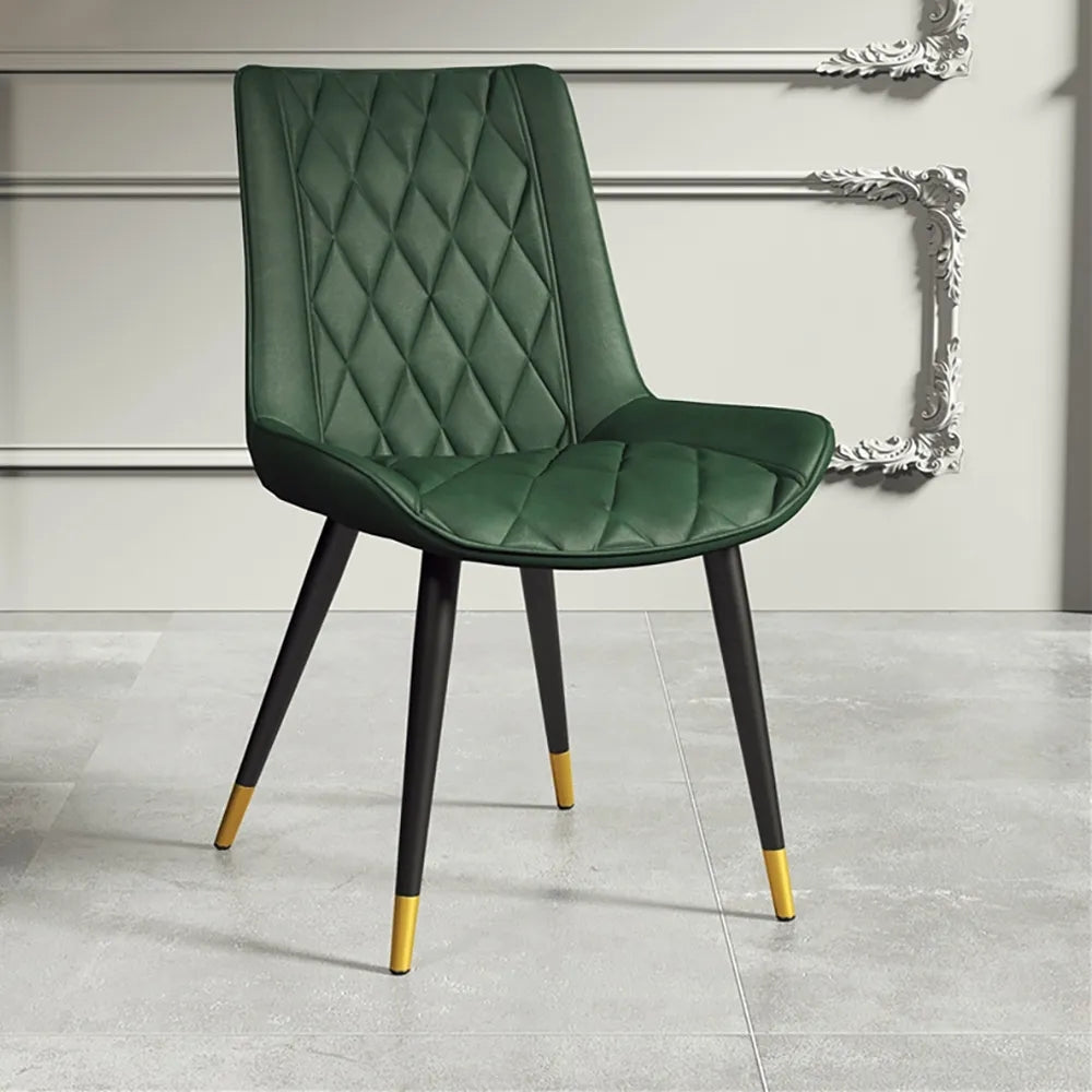 Beige Dining Chair Leather Dining Chair Set of 2 with Solid Back