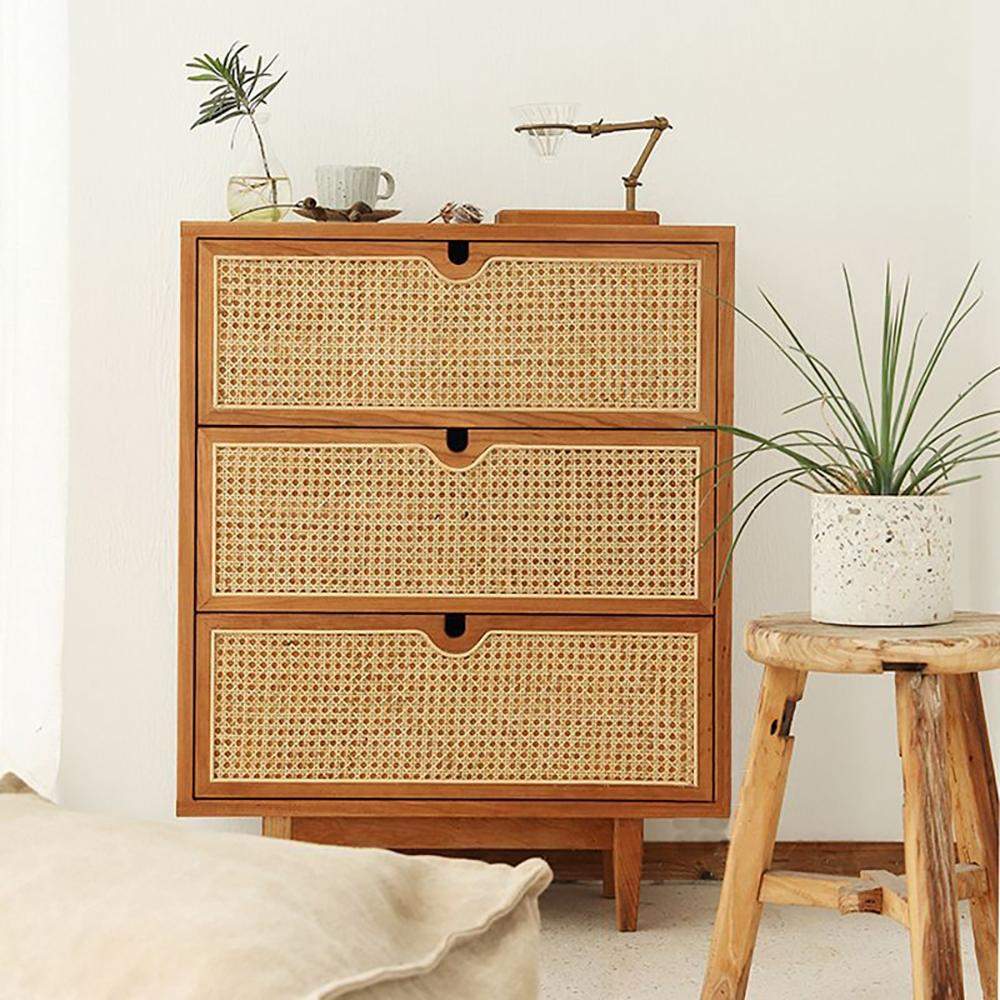 Nordic Natural 4 Drawers Chest Rattan Woven in Large-Richsoul-Cabinets & Chests,Furniture,Living Room Furniture