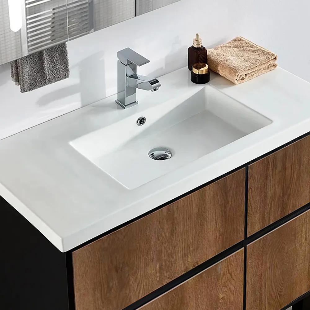 36" Free-Standing Bathroom Vanity with Sink Rustic Single Sink Vanity with Drawers