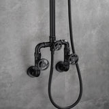 Industrial Style Wall-Mounted Shower System 2-function in Black