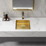 Gold Luxury Stainless Steel Rectangular Sink Undermount Bathroom Wash Sink