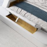 King White Smart Bed Faux Leather Bed with Charger, Massage & Speaker