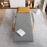 Modern Orange Houndstooth Single Sofabed Convertible Sleeper with Side Storage