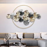 Modern Light Luxury Hollowed Leaves Metal Wall Decor in Blue