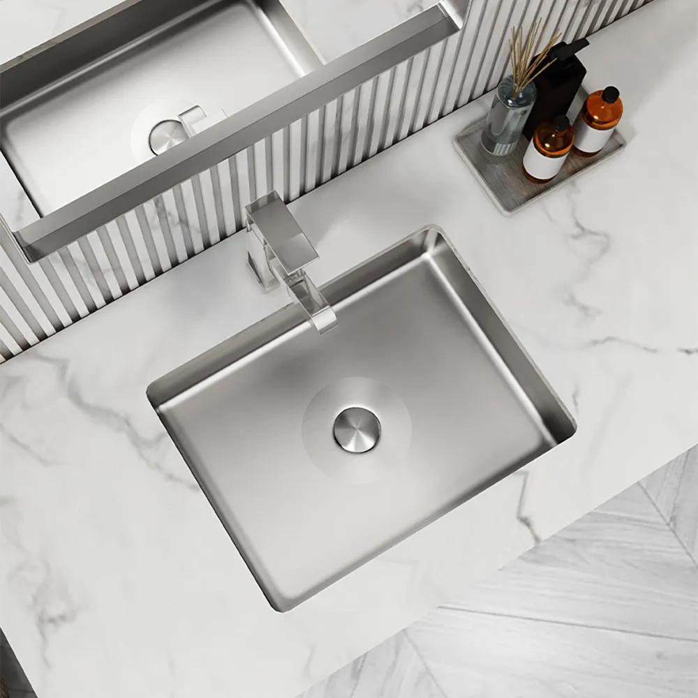 Gold Luxury Stainless Steel Rectangular Sink Undermount Bathroom Wash Sink