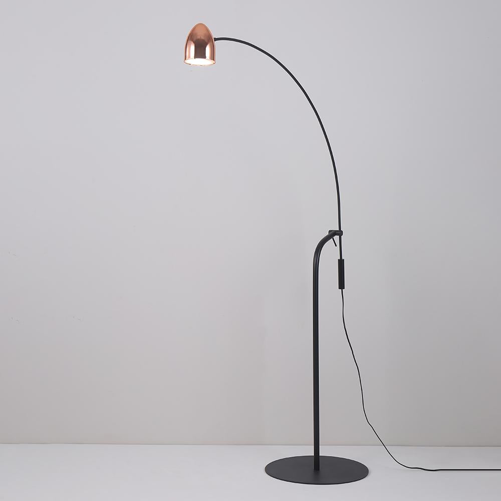 Black Arching Floor lamp Gooseneck Standing Lamp Rose Gold Shade