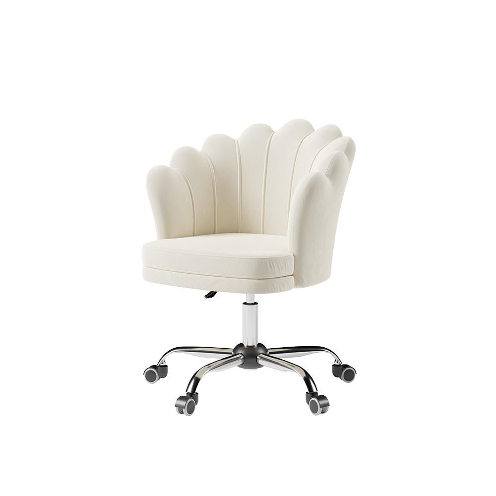 Blue Modern Swivel Office Chair Velvet Upholstered Task Chair Adjustable Height