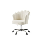 Blue Modern Swivel Office Chair Velvet Upholstered Task Chair Adjustable Height