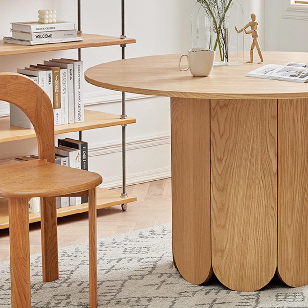 35" Farmhouse Round Small Dining Table 4-Person Natural Pine Wood