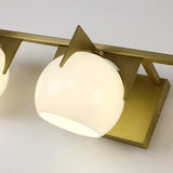 3-Light White Globe Bathroom Wall Light Metal Vanity Wall Sconce in Gold