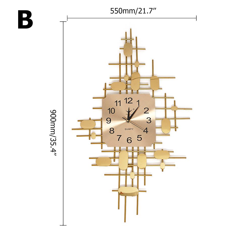35.4" 3D Gold Fashion Metal Oversized Wall Clock Luxury Home Decor