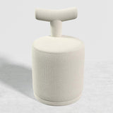 Modern White Boucle Vanity Stool with Round Seat & Back Bedroom Vanity Chair