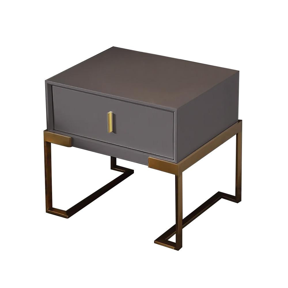 Black Bedroom Nightstand with Drawer Bedside Table Stainless Steel Base