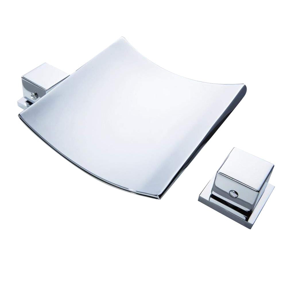 Grop Contemporary Double Handle Waterfall Widespread Bathroom Sink Faucet in Polished Chrome