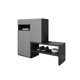 Gray Corner Shoe Storage Cabinet with 7 Shelves & 1 Drawer Entryway Shoe Storage