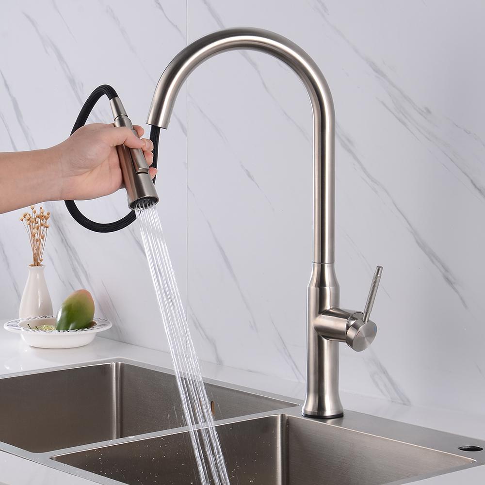 Kitchen Faucet with Sprayer Pull Down Touch Faucet Brushed Nickel Stainless Steel