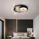 Modern 6 Light LED Black Geometric Bubble Flush Mount Ceiling Light with Glass Shade