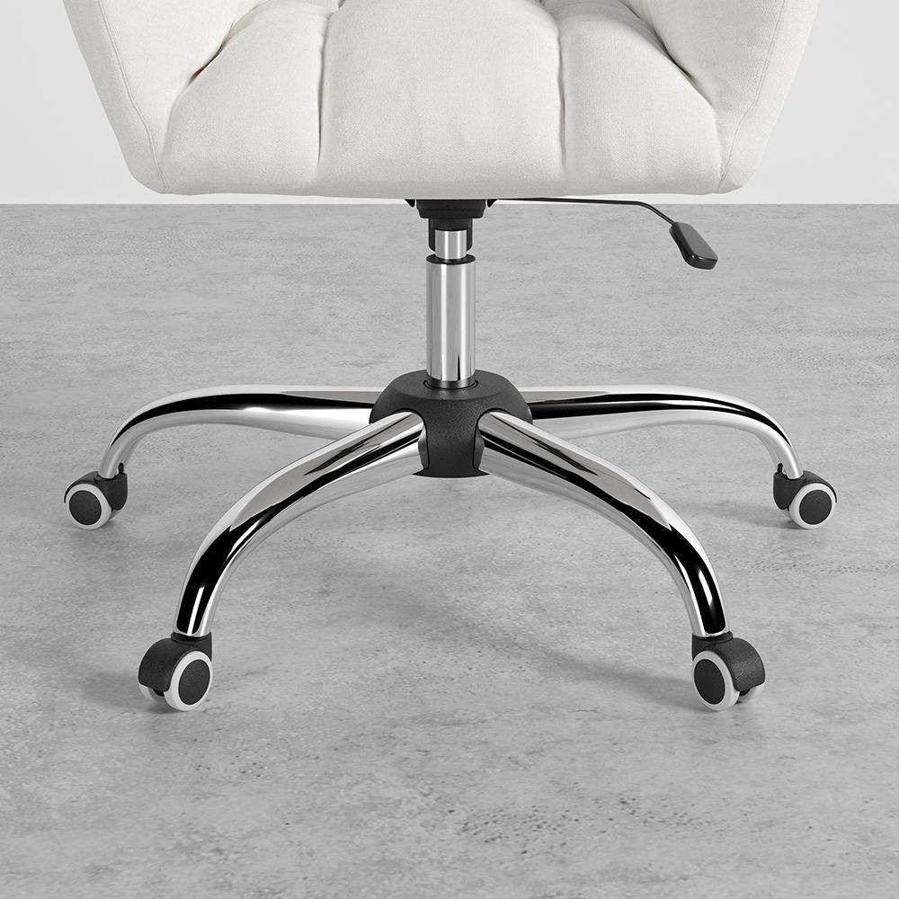 Modern Office Chair Upholstered Cotton & Linen Swivel Task Chair Height Adjustable