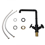 Ruth Industrial Matte Black Single Hole Kitchen Faucet Brass Double Handle