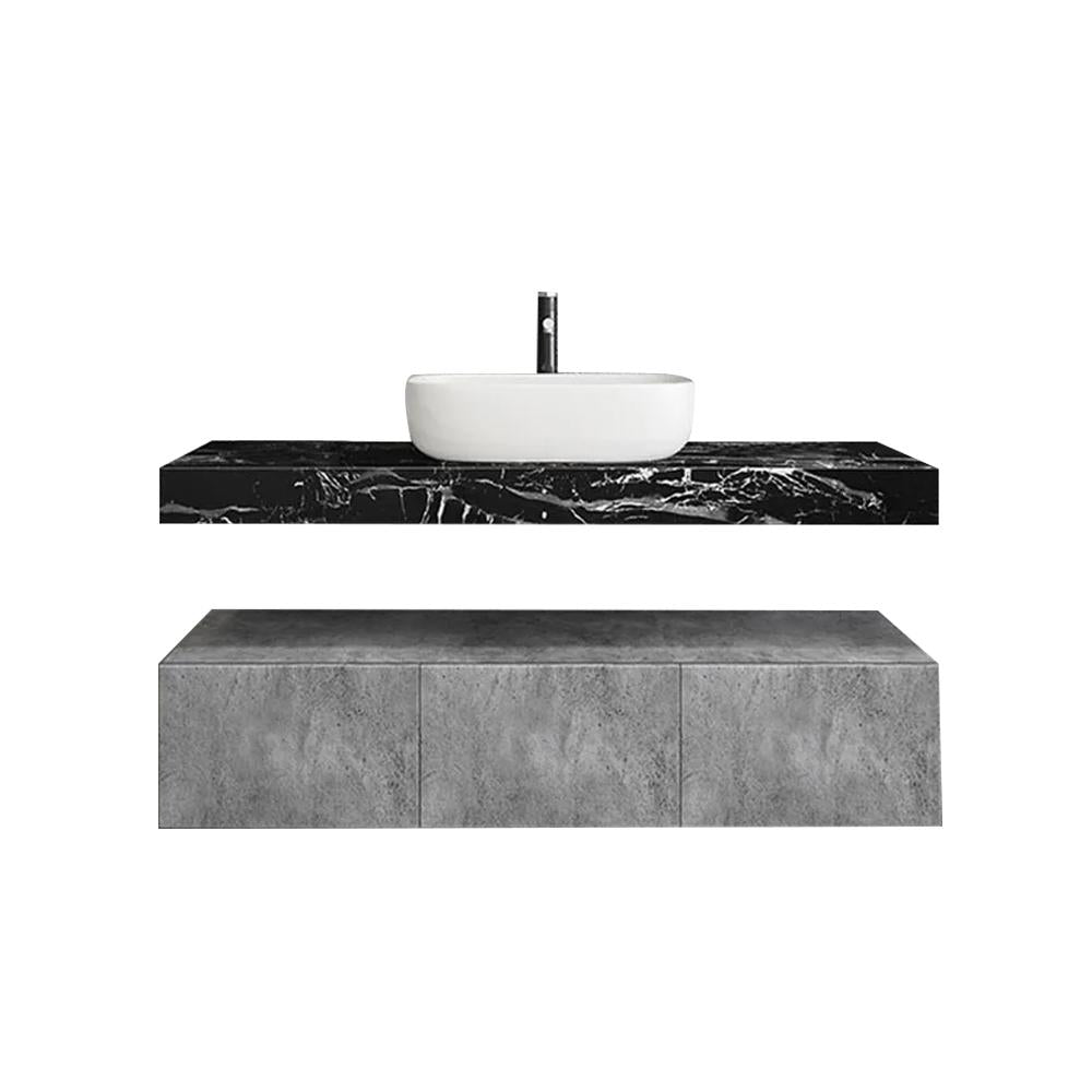 Modern 60" Floating Bathroom Vanity Set Wall Mount Vessel Double Sink Vanity