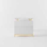 55" Ultra Modern White and Gold Computer Writing Desk with Storage & Drawer