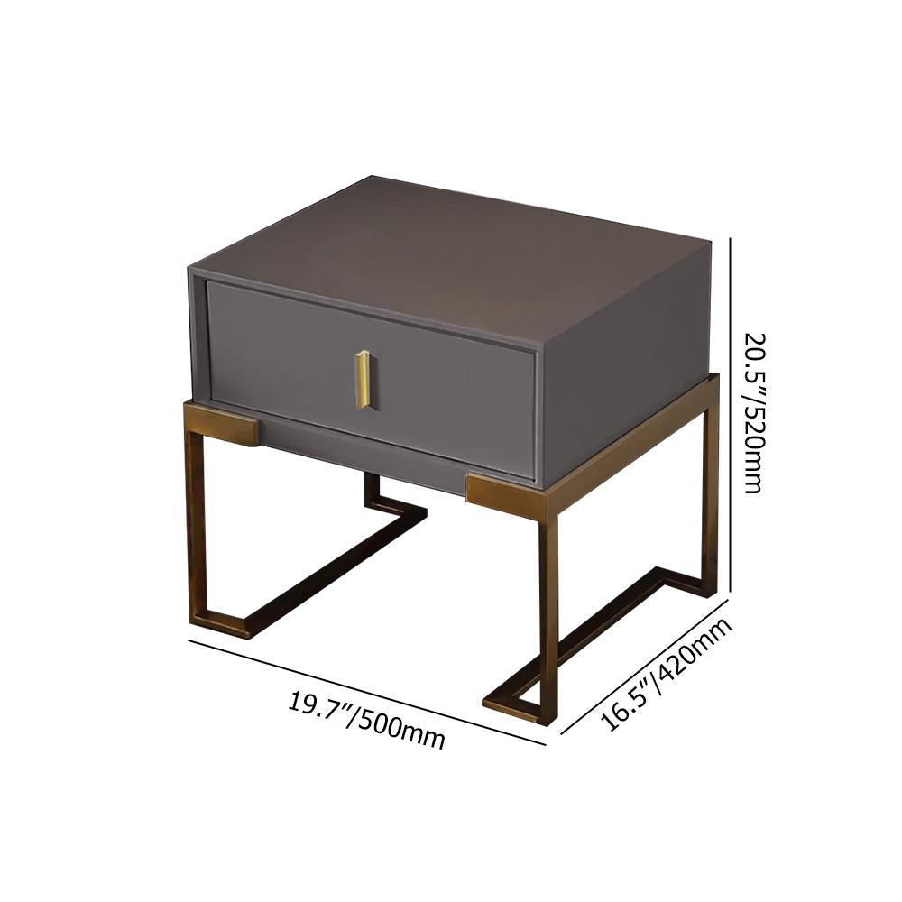 Black Bedroom Nightstand with Drawer Bedside Table Stainless Steel Base