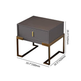 Black Bedroom Nightstand with Drawer Bedside Table Stainless Steel Base