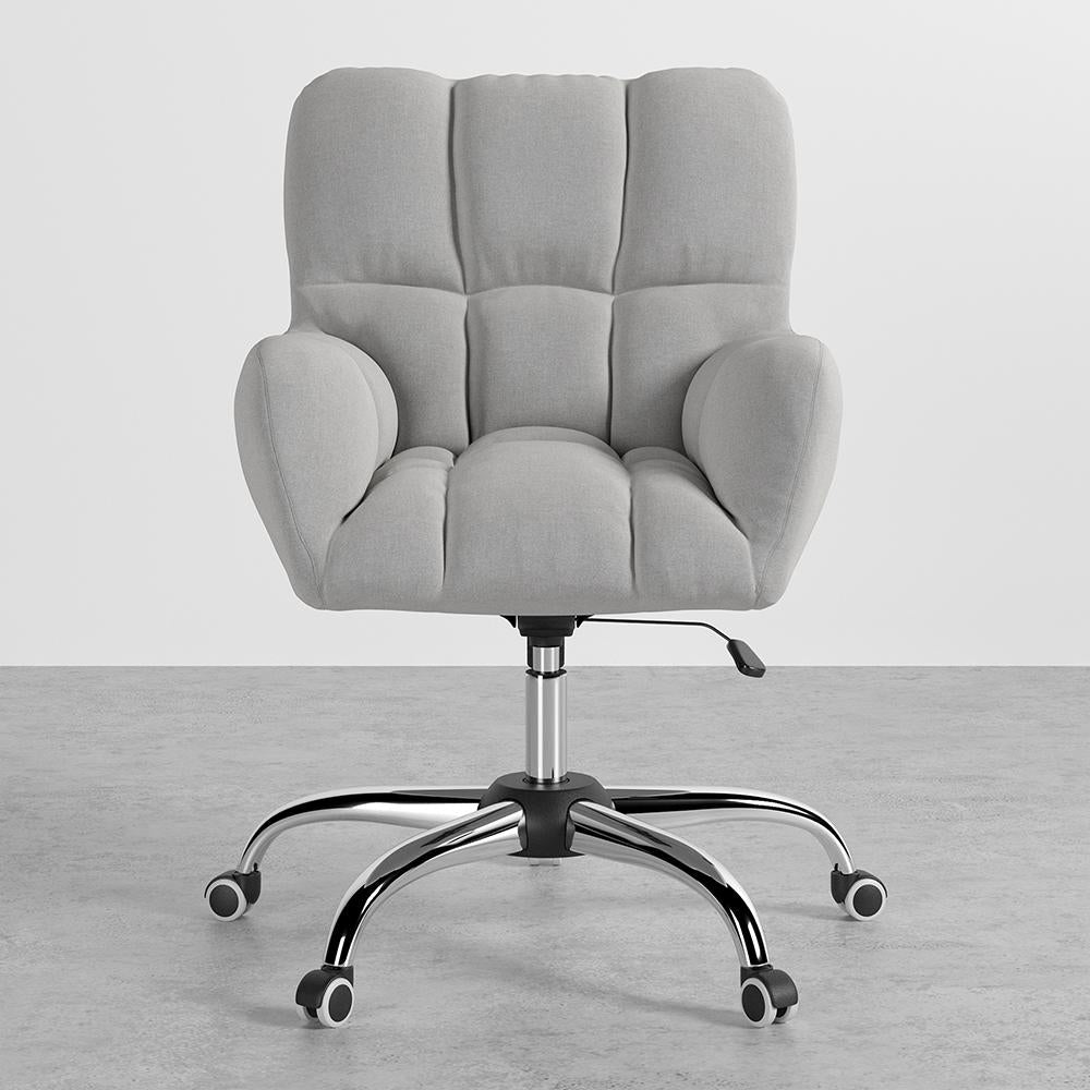 Modern Office Chair Upholstered Cotton & Linen Swivel Task Chair Height Adjustable